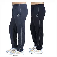 Stylish combo of light blue and navy blue cotton blend track pants for men-thumb1