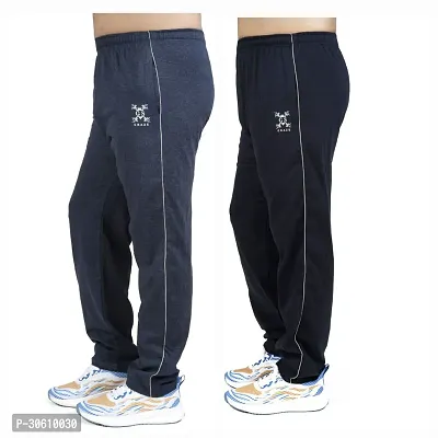 Stylish combo of light blue and navy blue cotton blend track pants for men-thumb2