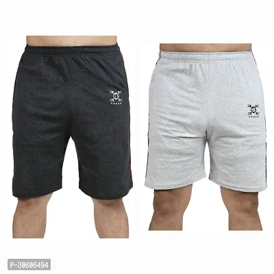 Stylish Cotton Blend Combo Of Silver and Grey Shorts For Men