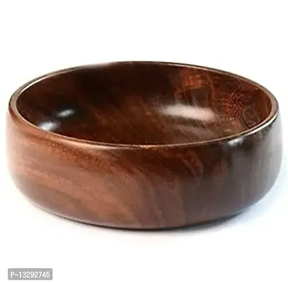 Handcrafted Solid Wooden Round Shape Multipurpose Serving Bowl For Breakfast Snacks Soup Serveware Salad Bowls For Home Kitchen - Pack Of 1 (Brown) 5 Inch Lenght