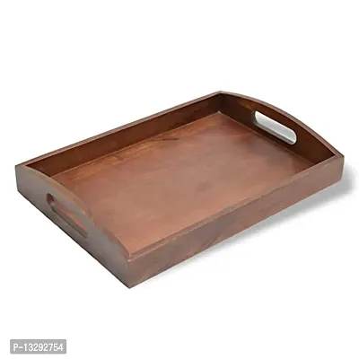 Handcrafted Premium Mahogany Finish Wooden Serving Tray (Large) - 16X11 Inch-thumb0