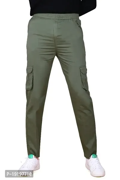 Classic Cotton Solid cargo track pant for Men-thumb0