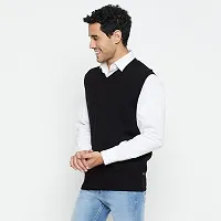 Warm V Shape Black Casual Sweater For Men-thumb3