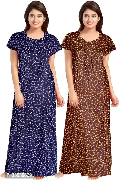 Printed Nighty for Women Pack of 2-thumb0