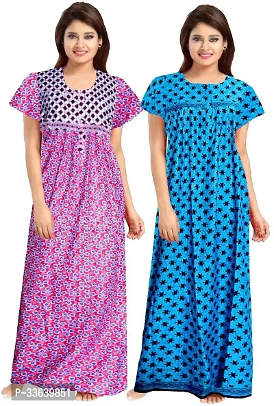 Printed Nighty for Women Pack of 2-thumb0