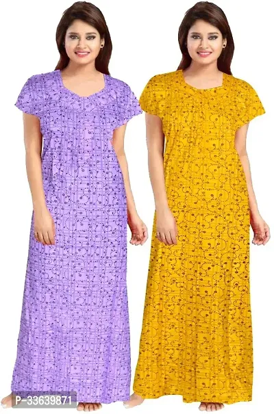 Printed Nighty for Women Pack of 2-thumb0