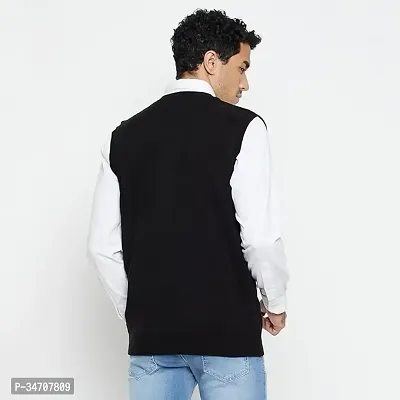 Warm V Shape Black Casual Sweater For Men-thumb5