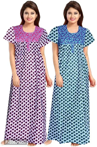 Printed Nighty for Women Pack of 2-thumb0