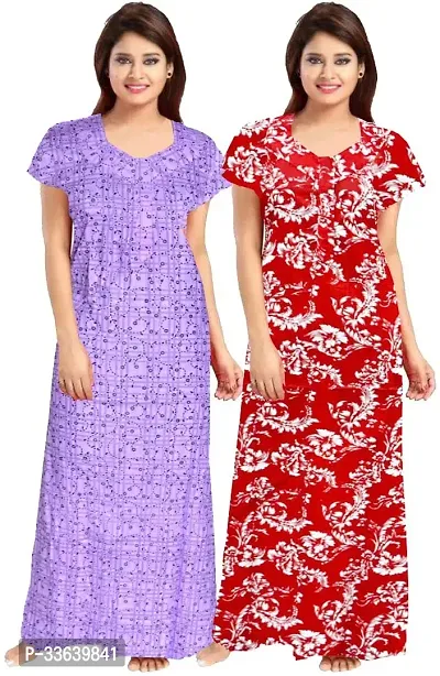 Printed Nighty for Women Pack of 2-thumb0