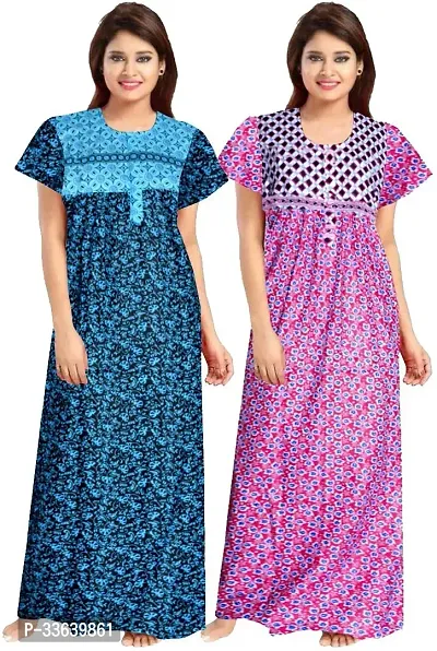 Printed Nighty for Women Pack of 2-thumb0