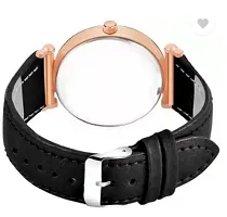 Fashionable Black Dial Genuine Leather Analog Watch For Women-thumb1