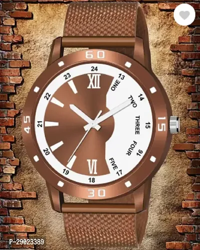 Stylish Brown PU Analog Watches For Men-thumb0