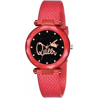 Stylish Red PU Analog Watches For Women And Girls-thumb1