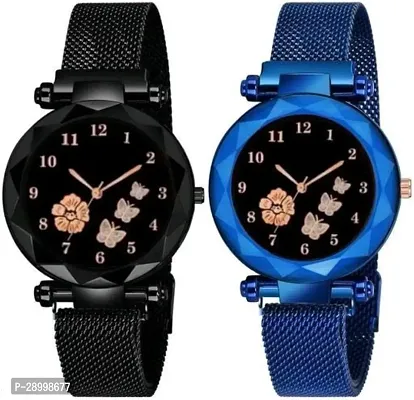 Stylish Metal Black Dial Analog Watches Combo Pack Of 2-thumb0