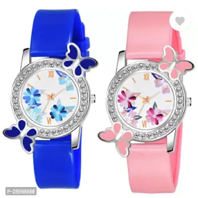 Fashionable White Dial PU Analog Watches Combo Pack Of 2
