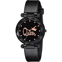 Stylish Black PU Analog Watches For Women And Girls-thumb1