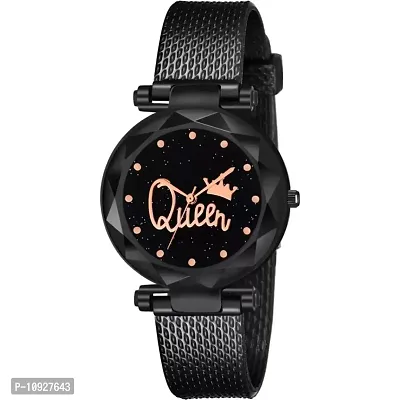 Stylish Black PU Analog Watches For Women And Girls-thumb2