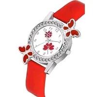 Stylish Red PU Analog Watches For Women And Girls-thumb1