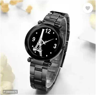 Fashionable Black Dial Metal Analog Watch For Women-thumb0