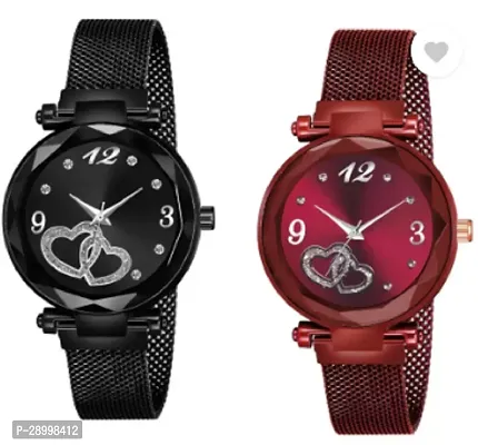 Stylish Metal Black Dial Analog Watches Combo Pack Of 2