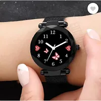 Fashionable Black Dial Metal Analog Watch For Women-thumb3