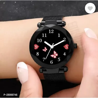 Fashionable Black Dial Metal Analog Watch For Women-thumb4