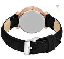 Fashionable Black Dial Genuine Leather Analog Watch For Women-thumb2