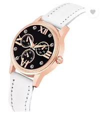 Fashionable Black Dial Genuine Leather Analog Watch For Women-thumb1