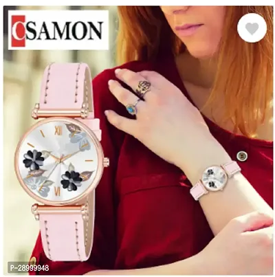 Fashionable White Dial Genuine Leather Analog Watch For Women-thumb2