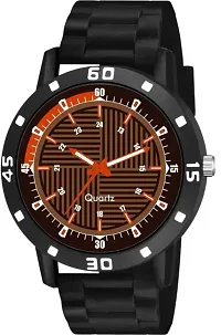 Stylish PU Orange Analog Watch For Men-thumb1