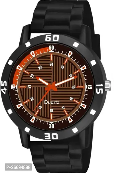 Stylish PU Orange Analog Watch For Men-thumb2