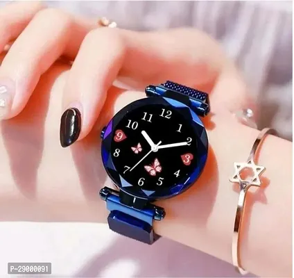 Fashionable Black Dial Metal Analog Watch For Women-thumb0