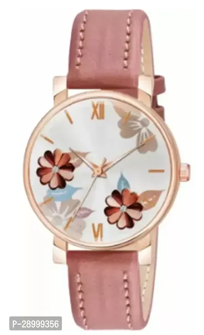 Fashionable White Dial Genuine Leather Analog Watch For Women-thumb2