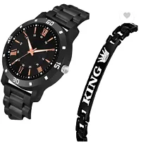 Stylish PU Analog Watch With Bracelet For Men-thumb1