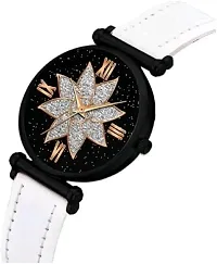 Fashionable Black Dial Genuine Leather Analog Watch For Women-thumb1