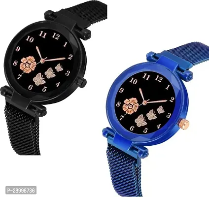 Stylish Metal Black Dial Analog Watches Combo Pack Of 2-thumb2