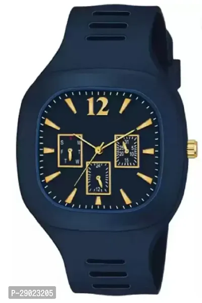 Stylish Blue PU Analog Watches For Men-thumb0