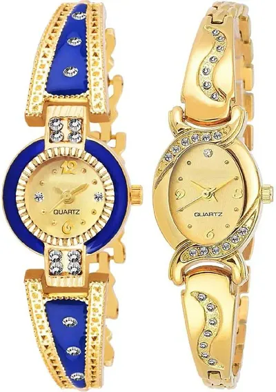 New Combo Pack Of 2 Stylish Diamond Studded Watches For Women