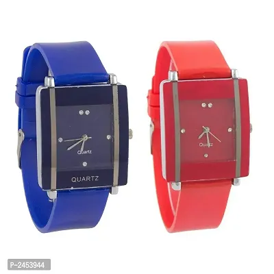 Combo Of 2 Blue-Red Watch For Women-thumb0