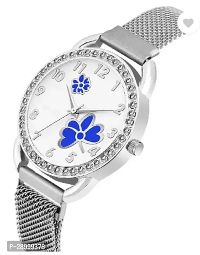 Fashionable White Dial Metal Analog Watch For Women-thumb2