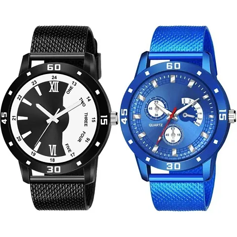 Classy Analog Watches For Men Pack Of 2 Combo