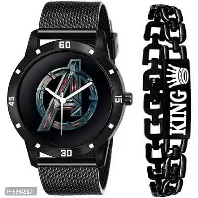 PU Strap Dude King Style Avengers Analog Watch For Men-thumb0