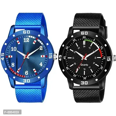 Pack Of Two PU Belt Attractive Look Analog Watchnbsp;For Men