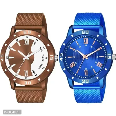 Pack Of Two PU Belt Attractive Look Analog Watchnbsp;For Men