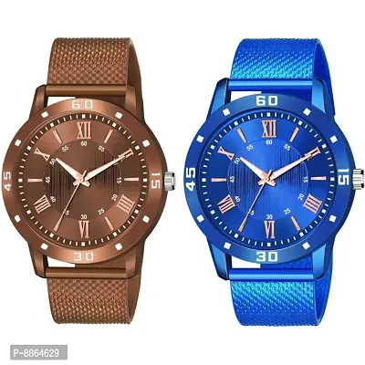 Pack Of Two PU Belt Attractive Look Analog Watchnbsp;For Men