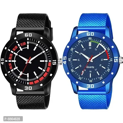 Pack Of Two PU Belt Attractive Look Analog Watchnbsp;For Men