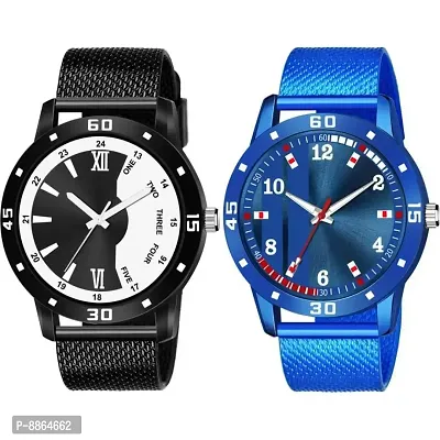 Pack Of Two PU Belt Attractive Look Analog Watchnbsp;For Men