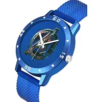 Ew Stylish Dial- PU Strap Analog Watch And Blue King Bracelet Combo Set For Men-thumb1
