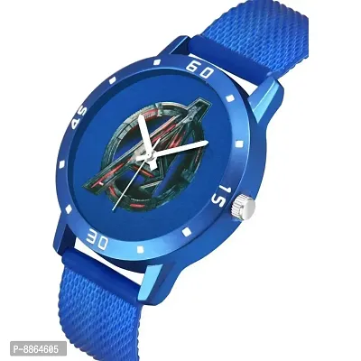 Ew Stylish Dial- PU Strap Analog Watch And Blue King Bracelet Combo Set For Men-thumb2