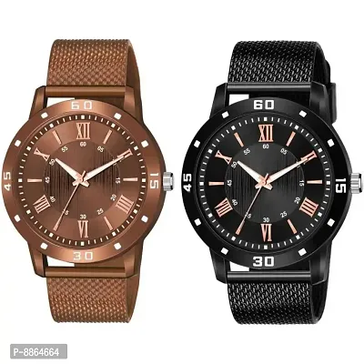 Pack Of Two PU Belt Attractive Look Analog Watchnbsp;For Men